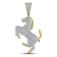 Load image into Gallery viewer, 10kt Yellow Gold Mens Round Diamond Pony Horse Charm Pendant 1.00 Cttw
