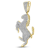 Load image into Gallery viewer, 10kt Yellow Gold Mens Round Diamond Pony Horse Charm Pendant 1.00 Cttw
