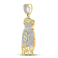 Load image into Gallery viewer, 10kt Yellow Gold Mens Round Diamond Dripping Money Bag Charm Pendant 1/2 Cttw
