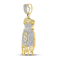 Load image into Gallery viewer, 10kt Yellow Gold Mens Round Diamond Dripping Money Bag Charm Pendant 1/2 Cttw

