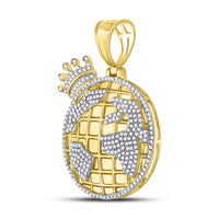 Load image into Gallery viewer, 10kt Yellow Gold Mens Round Diamond Globe Crown King Charm Pendant 3/4 Cttw
