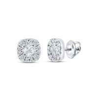 Load image into Gallery viewer, 14kt White Gold Womens Princess Diamond Fashion Cluster Earrings 1/4 Cttw

