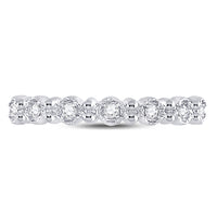 Load image into Gallery viewer, 10kt White Gold Womens Round Diamond Stackable Band Ring 1/10 Cttw
