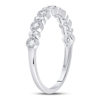 Load image into Gallery viewer, 10kt White Gold Womens Round Diamond Stackable Band Ring 1/10 Cttw
