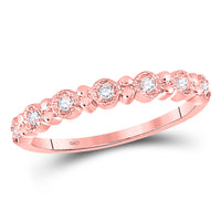Load image into Gallery viewer, 10kt Rose Gold Womens Round Diamond Stackable Band Ring 1/10 Cttw
