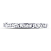 Load image into Gallery viewer, 10kt White Gold Womens Round Diamond Stackable Band Ring 1/10 Cttw
