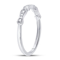 Load image into Gallery viewer, 10kt White Gold Womens Round Diamond Stackable Band Ring 1/10 Cttw
