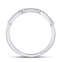 Load image into Gallery viewer, 10kt White Gold Womens Round Diamond Stackable Band Ring 1/10 Cttw
