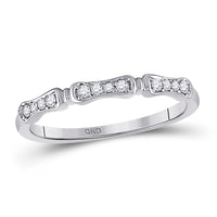 Load image into Gallery viewer, 10kt White Gold Womens Round Diamond Stackable Band Ring 1/10 Cttw
