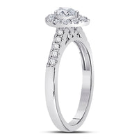 Load image into Gallery viewer, 14kt White Gold Womens Pear Diamond Solitaire Bridal Wedding Engagement Ring 1/2 Cttw (Certified)
