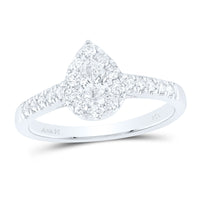 Load image into Gallery viewer, 14kt White Gold Womens Pear Diamond Solitaire Bridal Wedding Engagement Ring 1/2 Cttw (Certified)
