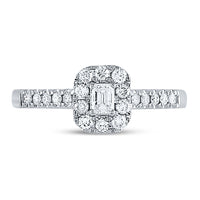 Load image into Gallery viewer, 14kt White Gold Womens Emerald Diamond Solitaire Bridal Wedding Engagement Ring 1/2 Cttw (Certified)
