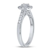 Load image into Gallery viewer, 14kt White Gold Womens Emerald Diamond Solitaire Bridal Wedding Engagement Ring 1/2 Cttw (Certified)
