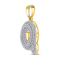 Load image into Gallery viewer, 10kt Yellow Gold Mens Round Diamond Letter Q Bubble Initial Charm Pendant 3/4 Cttw
