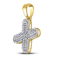 Load image into Gallery viewer, 10kt Yellow Gold Mens Round Diamond Letter X Bubble Charm Pendant 1/2 Cttw
