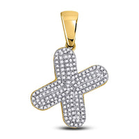 Load image into Gallery viewer, 10kt Yellow Gold Mens Round Diamond Letter X Bubble Charm Pendant 1/2 Cttw
