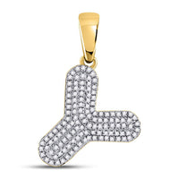 Load image into Gallery viewer, 10kt Yellow Gold Mens Round Diamond Letter Y Bubble Charm Pendant 3/8 Cttw
