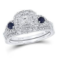 Load image into Gallery viewer, 14kt White Gold Womens Princess Diamond Bridal Wedding Engagement Ring Band Set 1.00 Cttw (Certified)

