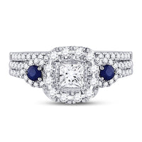 Load image into Gallery viewer, 14kt White Gold Womens Princess Diamond Bridal Wedding Engagement Ring Band Set 1.00 Cttw (Certified)

