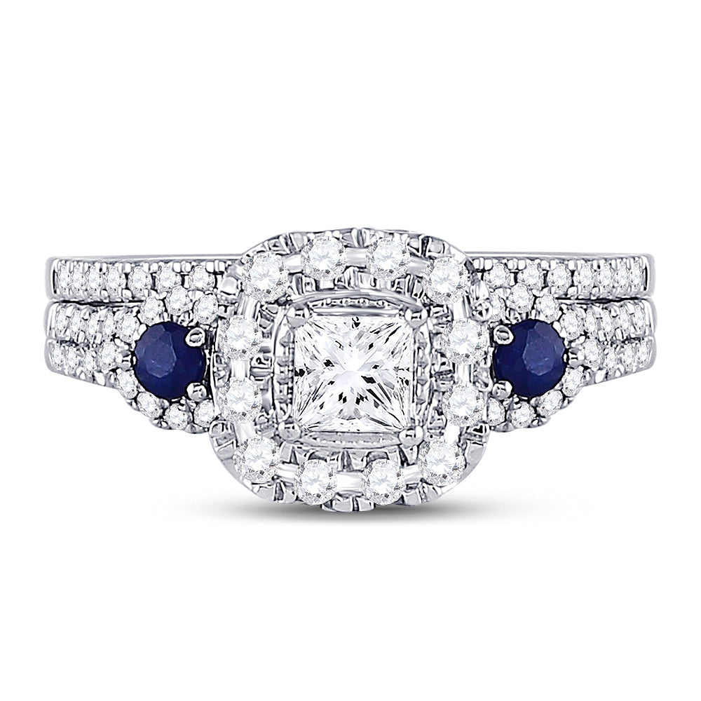 14kt White Gold Womens Princess Diamond Bridal Wedding Engagement Ring Band Set 1.00 Cttw (Certified)