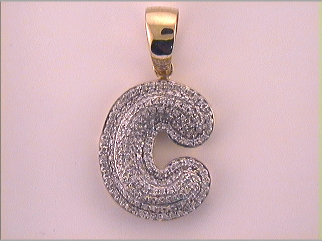 1/3CT-DIA INITIAL "C" MENS PENDANT