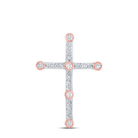 Load image into Gallery viewer, 10kt Two-tone Gold Womens Round Diamond Cross Faith Pendant 1/4 Cttw

