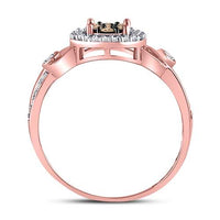 Load image into Gallery viewer, 10kt Rose Gold Womens Round Brown Diamond Fashion Cluster Ring 1/4 Cttw

