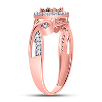 Load image into Gallery viewer, 10kt Rose Gold Womens Round Brown Diamond Fashion Cluster Ring 1/4 Cttw
