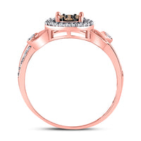 Load image into Gallery viewer, 10kt Rose Gold Womens Round Brown Diamond Fashion Cluster Ring 1/4 Cttw
