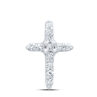 Load image into Gallery viewer, 10kt White Gold Womens Round Diamond Classic Cross Pendant 1/10 Cttw
