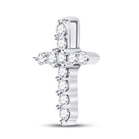 Load image into Gallery viewer, 10kt White Gold Womens Round Diamond Classic Cross Pendant 1/10 Cttw
