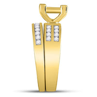 Load image into Gallery viewer, 10kt Yellow Gold His Hers Princess Diamond Cluster Matching Bridal Wedding Ring Band Set 1-5/8 Cttw
