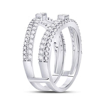 Load image into Gallery viewer, 14kt White Gold Womens Baguette Diamond Wrap Ring Guard Enhancer 3/4 Cttw
