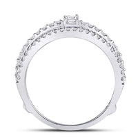 Load image into Gallery viewer, 14kt White Gold Womens Baguette Diamond Wrap Ring Guard Enhancer 3/4 Cttw

