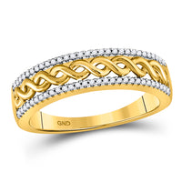 Load image into Gallery viewer, 10kt Yellow Gold His Hers Round Diamond Cluster Matching Bridal Wedding Ring Band Set 5/8 Cttw
