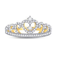 Load image into Gallery viewer, 10kt Yellow Gold Womens Round Diamond Heart Crown Fashion Ring 1/5 Cttw
