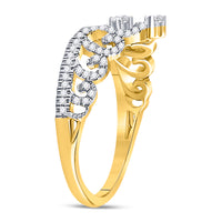 Load image into Gallery viewer, 10kt Yellow Gold Womens Round Diamond Heart Crown Fashion Ring 1/5 Cttw

