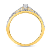 Load image into Gallery viewer, 10kt Yellow Gold Womens Round Diamond Heart Crown Fashion Ring 1/5 Cttw
