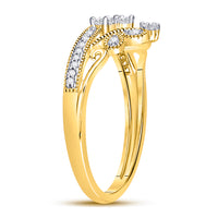 Load image into Gallery viewer, 10kt Yellow Gold Womens Round Diamond Crown Tiara Fashion Ring 1/6 Cttw
