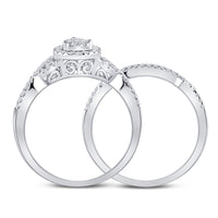 Load image into Gallery viewer, 10kt White Gold Womens Round Diamond Teardrop Bridal Wedding Engagement Ring Band Set 1/2 Cttw
