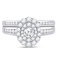 Load image into Gallery viewer, 14kt White Gold Womens Round Diamond Bridal Wedding Engagement Ring Band Set 1.00 Cttw (Certified)
