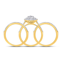 Load image into Gallery viewer, 14kt Yellow Gold Womens Round Diamond Teardrop Cluster Bridal Wedding Engagement Ring Band Set 3/4 Cttw
