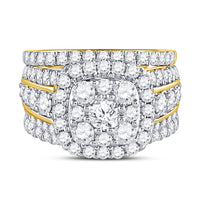 Load image into Gallery viewer, 14kt Yellow Gold Womens Round Diamond Bridal Wedding Engagement Ring Band Set 3.00 Cttw
