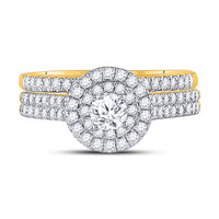 Load image into Gallery viewer, 14kt Yellow Gold Womens Round Diamond Bridal Wedding Engagement Ring Band Set 1.00 Cttw (Certified)
