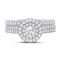 Load image into Gallery viewer, 14kt White Gold Womens Round Diamond Bridal Wedding Engagement Ring Band Set 1.00 Cttw (Certified)
