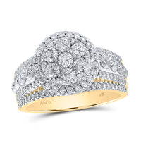 Load image into Gallery viewer, 14kt Yellow Gold Womens Round Diamond Cluster Bridal Wedding Engagement Ring 2.00 Cttw
