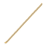 Load image into Gallery viewer, 10kt Yellow Gold Womens Round Diamond S-Link Tennis Bracelet 1/2 Cttw

