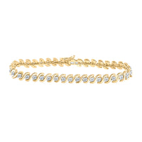 Load image into Gallery viewer, 10kt Yellow Gold Womens Round Diamond S-Link Tennis Bracelet 1/2 Cttw
