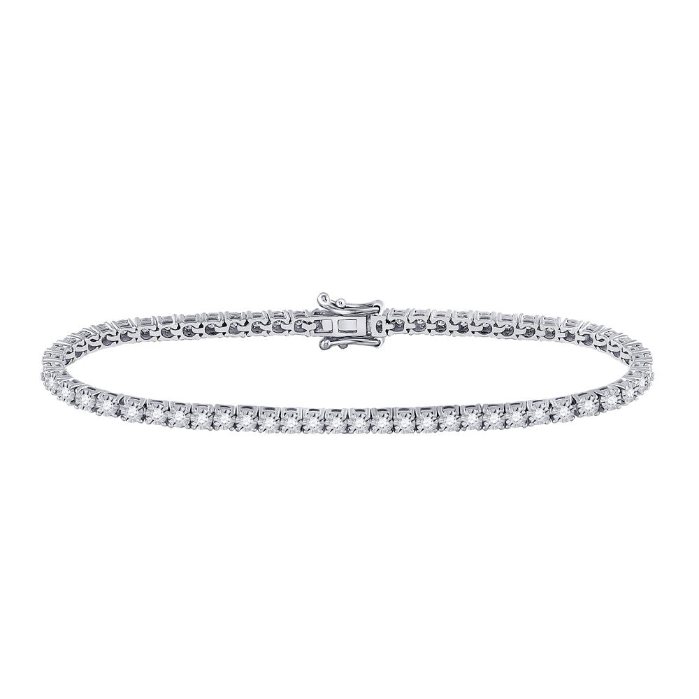10kt White Gold Womens Round Diamond Classic Tennis Bracelet 1.00 Cttw