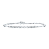 Load image into Gallery viewer, 10kt White Gold Womens Round Diamond Classic Tennis Bracelet 1.00 Cttw
